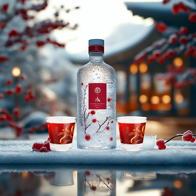 Verre A Shot Année du serpent rouge et or (Year of the Snake Shot Glass 2025 Lunar New Year Gifts )