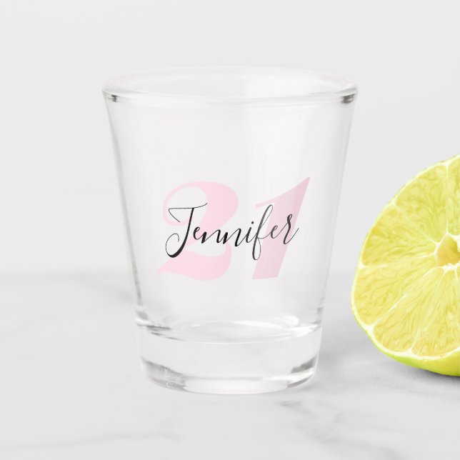 Verre A Shot Anniversaire 21 ans | Nom personnalisé (Devant)
