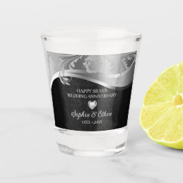 Verre A Shot Anniversaire de l'argent et du noir
