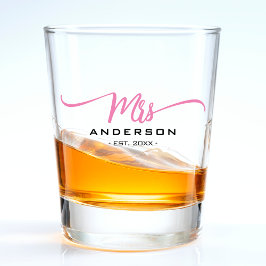 Verre A Shot Anniversaire du Mariage de la mariée rose