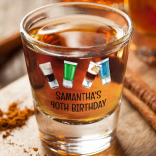 Verre A Shot Anniversaire Fête Shot Boisson Alcool Personnalisé