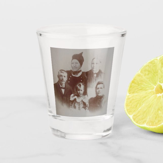 Verre A Shot Antique Famille Collage Photo B&W Image (Devant)