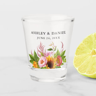 Verre A Shot Aquarelle Boho Sunflower Mariage Floral