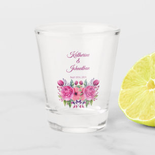Verre A Shot Aquarelle Bouquet-Argent-Fleur Rose-Pirate-Danse
