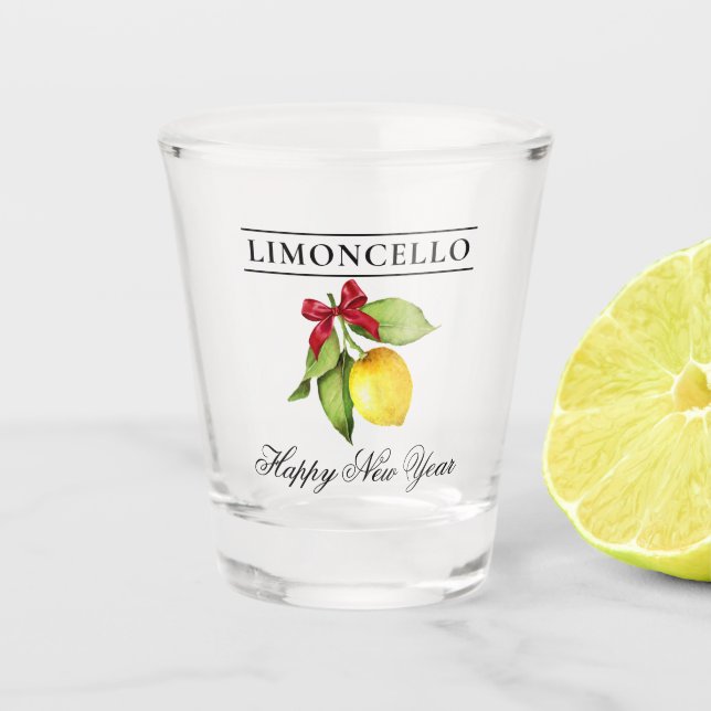 Verre A Shot Aquarelle Citron Limoncello Bonne année (Devant)