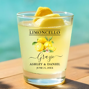 Verre A Shot Aquarelle Citrons Limoncello Mariage Grazie