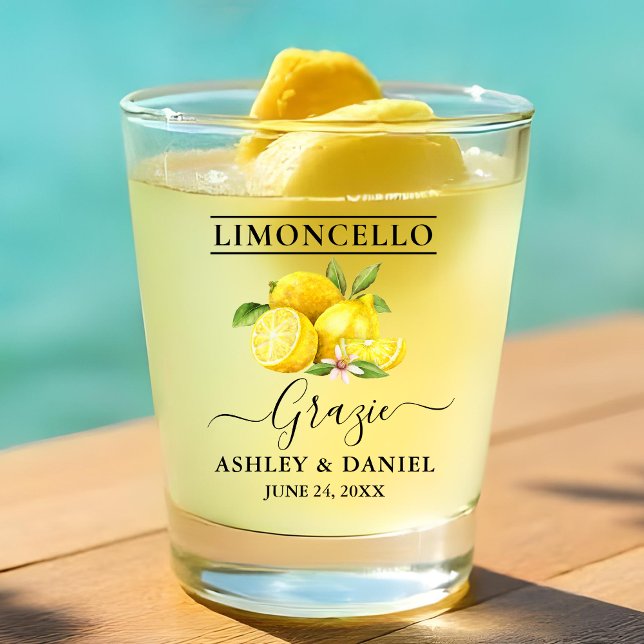 Verre A Shot Aquarelle Citrons Limoncello Mariage Grazie (Customize to change text size or text style.)