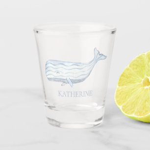 Verre A Shot Aquarelle côtière Baleine bleue Personnalisée