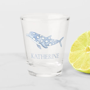 Verre A Shot Aquarelle côtière bleu Polka Dot Dolphin