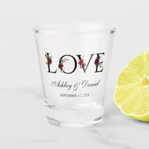 Verre A Shot Aquarelle d'amour Mariage bleu Bourgogne