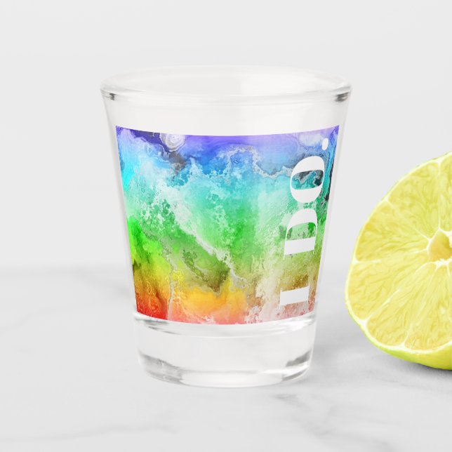 Verre A Shot Aquarelle d'encre d'alcool arc-en-ciel (Devant)