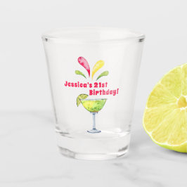 Verre A Shot Aquarelle festive Margarita | 21e anniversaire