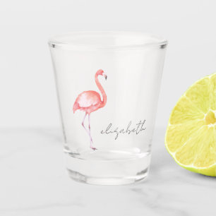 Verre A Shot Aquarelle Flamant rose rose personnalisé