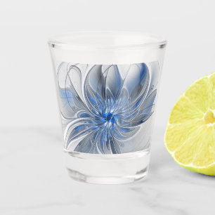 Verre A Shot Aquarelle gris bleu Abstrait Fractal Art Flower