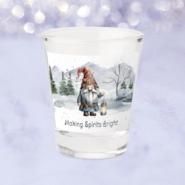 Verre A Shot Aquarelle hiver Gnome de Noël (Créateur téléchargé)