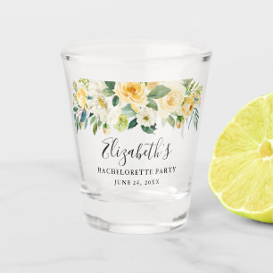 Verre A Shot Aquarelle Jaune Florale Bachelorette Party