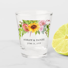 Verre A Shot Aquarelle Mariage floral de Sunflower Boho