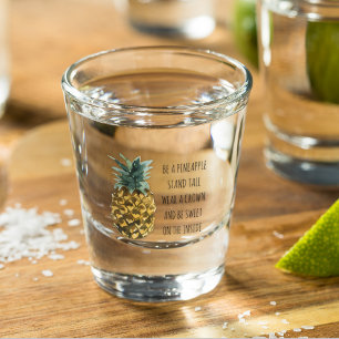 Verre A Shot Aquarelle moderne ananas et citation amusante posi
