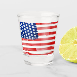 Verre A Shot Aquarelle peinte drapeau américain