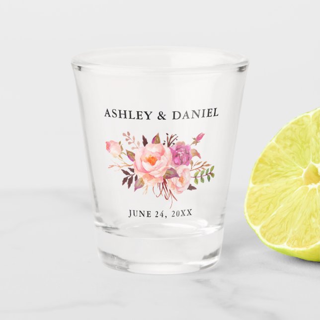Verre A Shot Aquarelle rose Blush FlorMariage (Devant)