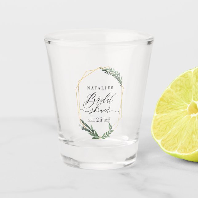 Verre A Shot aquarelle vert floral élégant douche nuptiale  (Devant)