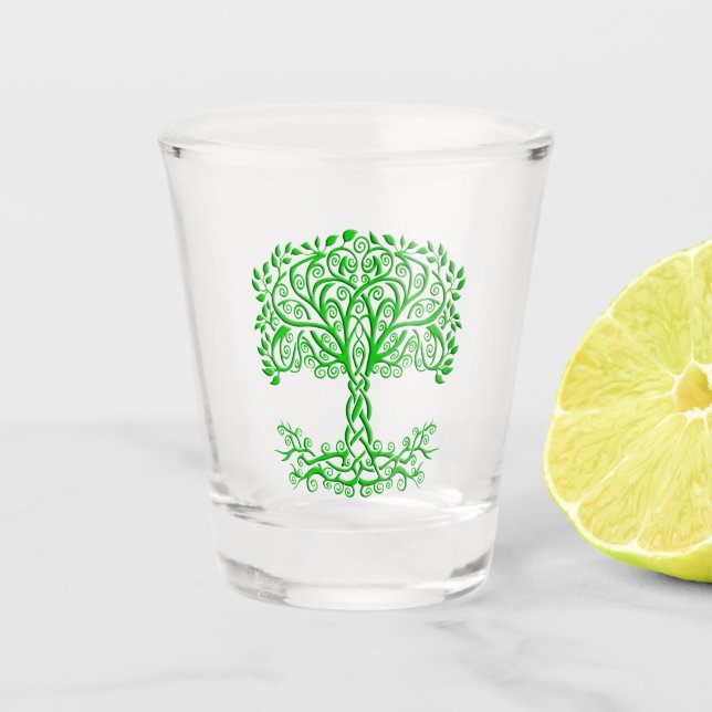 Verre A Shot Arbre Celtique Vert De Vie (Devant)