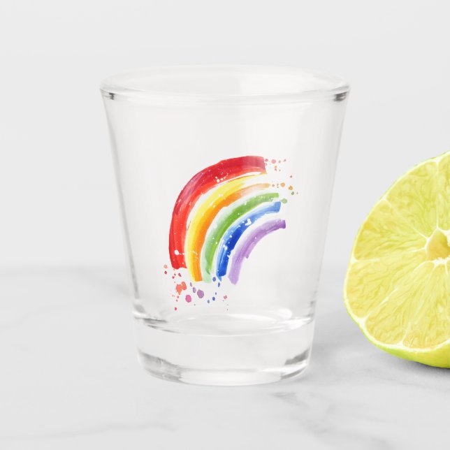 Verre A Shot Arc-en-ciel en aquarelle (Devant)