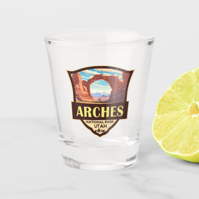 Verre A Shot Arches National Park Illustration Rétro (Devant)