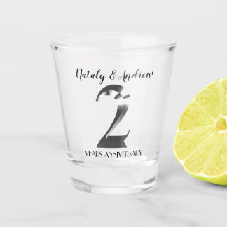 Verre A Shot Argent métallique 2e anniversaire Mariage