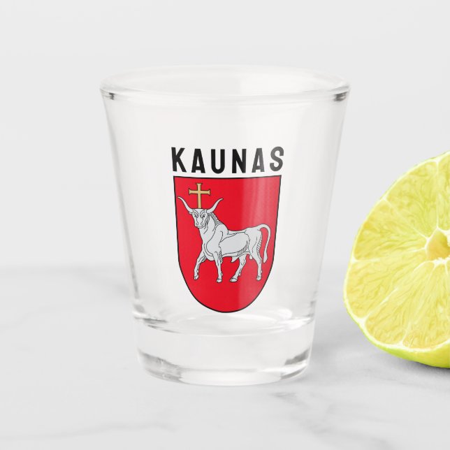 Verre A Shot Armoiries de Kaunas, Lituanie (Devant)