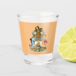 Verre A Shot Armoiries des Bahamas - Marlin, Flamant rose, Conq