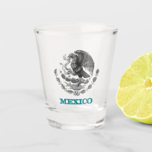 Verre A Shot Armoiries du Mexique et de l'aigle mexicain, drape