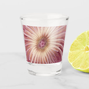 Verre A Shot Art Abstrait Fractal Fleur & Tons de Bourgogne
