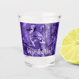 Verre A Shot Art Abstrait Personnalisé Geai Bleu Violet