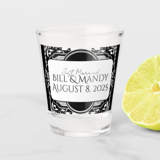 Verre A Shot Art Déco vintage noir et blanc