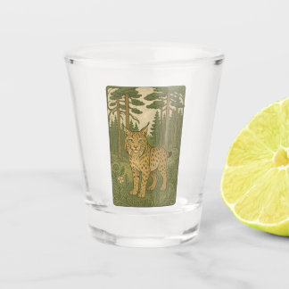 Verre A Shot Art populaire de la forêt au lynx polonais