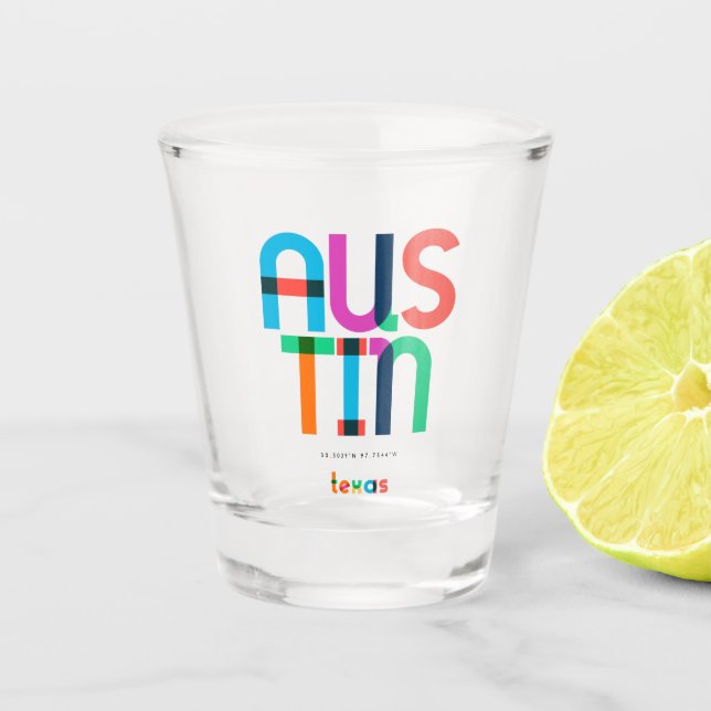 Verre A Shot Austin Texas Rainbow Pop Art (Devant)