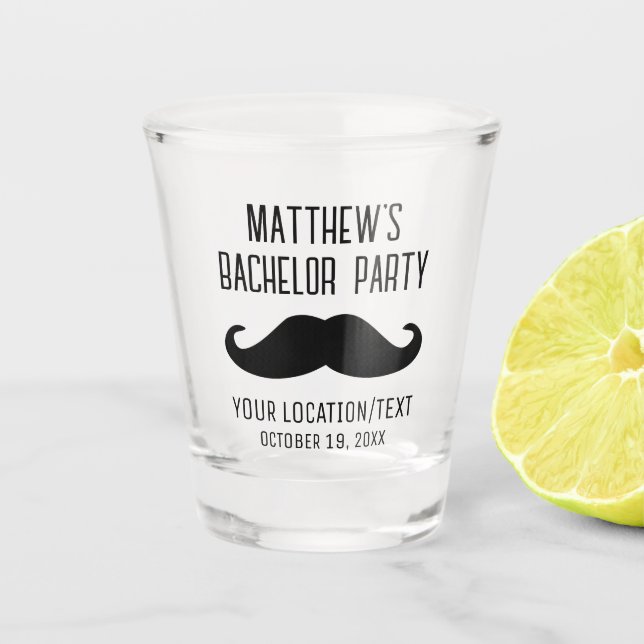 Verre A Shot Bachelor Party Black Mustache Mariage Favoriser (Devant)