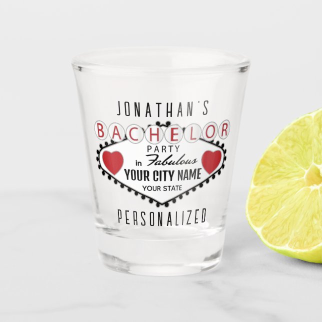 Verre A Shot Bachelor - Style Vegas - Rouge (Devant)
