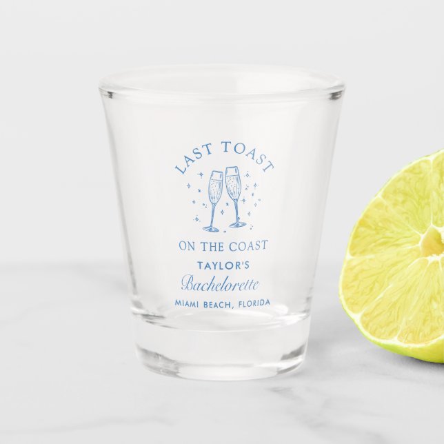 Verre A Shot Bachelorette Côtière Moderne Cocktail Party Blue (Devant)