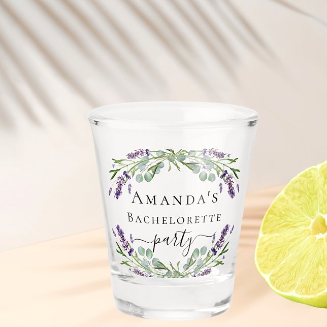 Verre A Shot Bachelorette fête lavande eucalyptus verdure (Créateur téléchargé)
