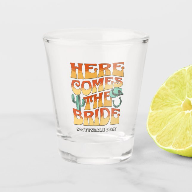 Verre A Shot Bachelorette Parti Western Cowboy Désert Super (Devant)