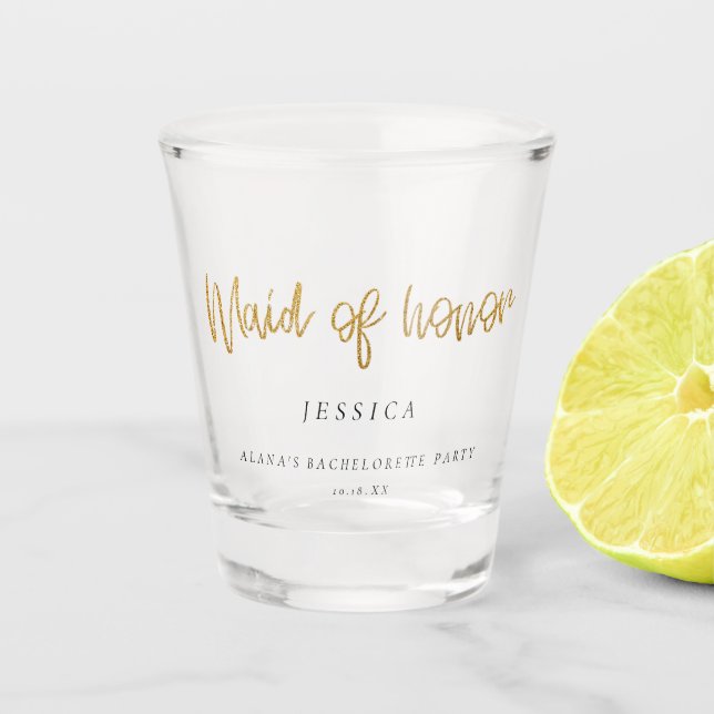 Verre A Shot Bachelorette Party Parties scintillant Or Maid Of  (Devant)