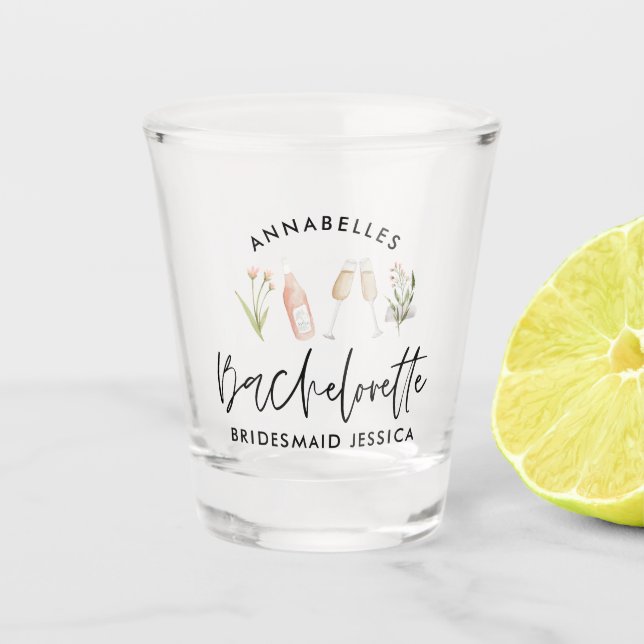 Verre A Shot Bachelorette rose girly cocktail élégant floral sh (Devant)