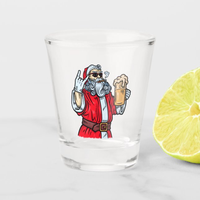 Verre A Shot Bad Père Noël, Rock, Bière et Cigar (Devant)