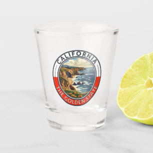 Verre A Shot Badge California Travel Art