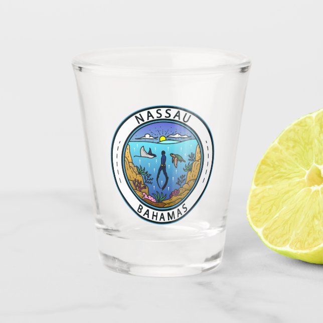 Verre A Shot Badge de plongée Nassau Bahamas (Devant)