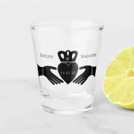 Verre A Shot Bague de Claddagh irlandais Simple Mariage noir et