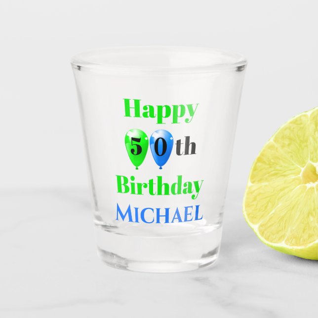 Verre A Shot Ballons d'anniversaire mignons Ajouter un nom Age (Devant)