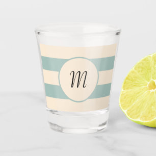 Verre A Shot Bandes Opal et Blanc Antique 